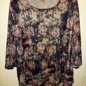 CJ Banks knit top, print 2X